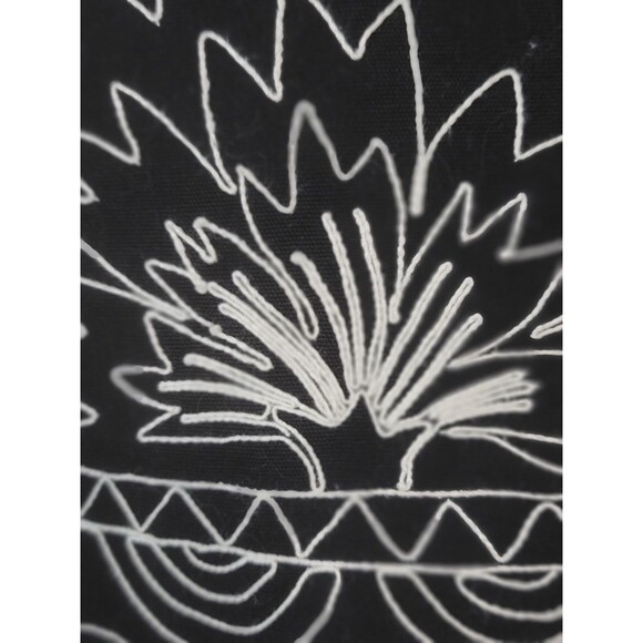 Talbots A-Line Skirt Black Floral Embroidered Lotus Flower Boho Retro Sz 6 - Picture 4 of 7